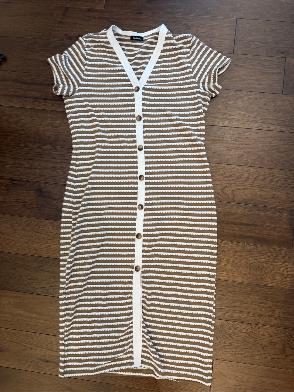 Akklian Striped Short Sleeve V-Neck Midi Dress in XL C45-054